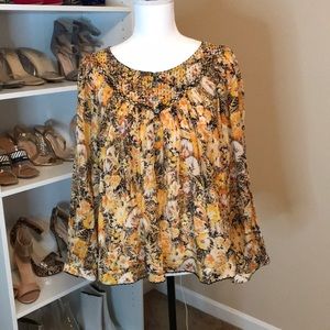 Free people printed flowy button up top size s